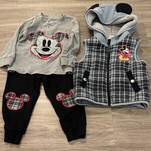 Disney Gray and Black Mickey Mouse Kids Matching Set